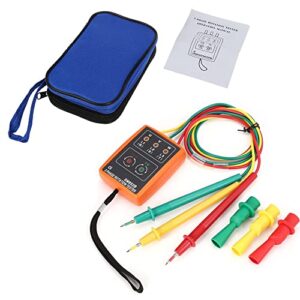 Phasenprüfer für Drehfeldspannungen, Messgerät für AC 60V bis 600V, Rotationsanzeige, Tester und Detektor mit Krokodilklemmen und Summertester