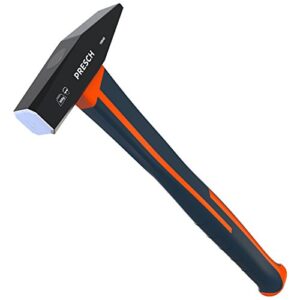 Presch Schlosserhammer 300g Fiberglasstiel - Hammer in Schwarz nach DIN mit Kunststoffstiel - Profi Werkzeug Hammer 300g für Heimwerken und Berufspraxis