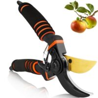 Professionelle Titan Gartenschere, hochwertiges Werkzeug mit scharfen Klingen und ergonomischem Design für Zweige, Blumen und Hecken schneiden. Sicherheitsschloss zur Vermeidung von Kratzern und Unfällen.
