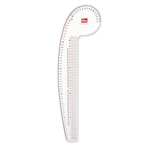 Prym 611501 Kurvenlineal für Armloch, Armkugel, Schulter und Hals aus transparentem Kunststoff, 2,5 x 40 cm Skala