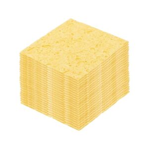 QUARKZMAN Lötschwamm 15 Stück, 6 x 6 cm Quadrat mit Löchern, Tiefgelb, für Reinigung der Lötspitze