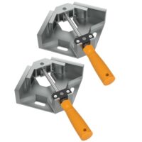 Rechtwinklige Klemme aus Aluminiumlegierung für Holzbearbeitung, 90 Grad Einhand Klemmen Set mit verstellbarer Schwenkbacke, Silbergrau