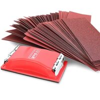 Schleifpapier und Schleifblätter für Metall, Holz, Plastik und Trockenbau - umfassender Schleifpapiersatz mit Handschleifer