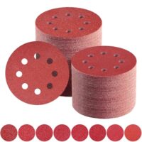 Schleifpapier 125mm Klett Set für Exzenterschleifer, 80 Stück Schleifscheiben mit Körnung 8 Loch und 10 verschiedenen Größen, ideal für Holz, Kunststoff, Stein, Glas und Metall
