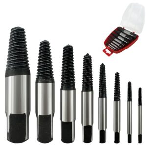 Schraubenausdreher Set Profi, Screw Extractor Kit, Schrauben Ausdreher 8er Set zum Entfernen beschädigter Schrauben und Bolzen