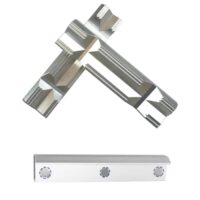 Schraubstock Schutzbacken aus eloxiertem Aluminium, 2-teilige Spannbacken mit Prismen und Magneten für optimale Haltung und Sicherheit von Werkstücken.