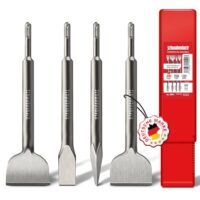 SCHWABENBACH SDS PLUS Meißel Set - 4-teiliges Set mit 25mm, 50mm (abgewinkelt) und Spitzmeißel für Fliesenarbeiten, extrem robust und kompatibel mit Bosch Hilti Bohrhammer