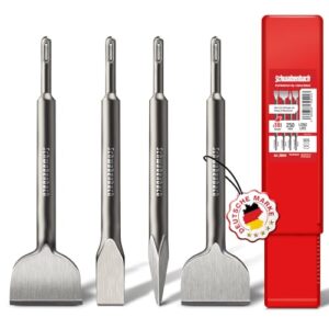 SCHWABENBACH SDS PLUS Meißel Set - 4-teiliges Set mit 25mm, 50mm (abgewinkelt) und Spitzmeißel für Fliesenarbeiten, extrem robust und kompatibel mit Bosch Hilti Bohrhammer