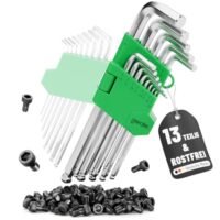 Sechskantschlüssel Set mit Kugelkopf, 13 teilig, Innensechskant Satz aus hochwertigem Chrom-Vanadium Stahl für lange Lebensdauer und stabilem Klapphalter