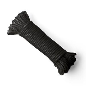 SNURO Nylon Seil, 6mm, 20 Meter lang, schwarz, hochwertiges Produkt für private Verwendung, robust und stabil, Bruchlast 622 kg, ideal für Zelten, Fahnenmasten und Sichern schwerer Lasten