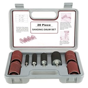 Unvergleichbares 20-teiliges Spindel-Schleiftrommel-Set für Bohrmaschine mit Aufbewahrungskoffer, Gummi-Trommelschleifer für die Holzbearbeitung, Inklusive 1/4 und 1/8 Zoll Schäften