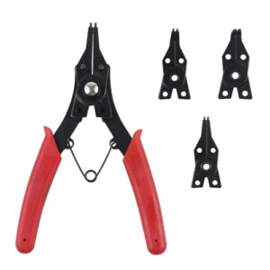 Sprengringzange 4-in-1, Sicherungsringe für innere und äußere Verwendung, Set mit 4 wechselbaren Backen