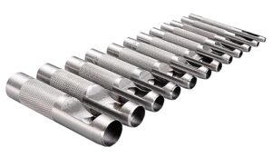 Spurtar 12-teiliges Loch-Set aus Stahl, geeignet für Leder, Leinwand, Papier und Stoff, verschiedene Größen von 1/8'' bis 3/4'' (3-19 mm)