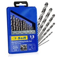 S&R Metallbohrer-Set HSS-G, 13-teiliges Set mit Hochleistungsbohrern für Metall, Stahl und Gusseisen, Größen von 1,5 bis 6,5 mm, ideal für Hand- und Standbohrmaschinen