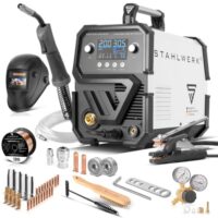 STAHLWERK Schweißgerät Vollausstattung MIG MAG 200 ST - Digital, kompakt & leistungsstark, Inverter mit 200 A, Schutzgas-, FLUX- und MMA/ARC-Schweißen, Spot-Funktion, synergischer Drahtvorschub