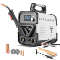 STAHLWERK Schweißgerät FLUX 160 ST Digital, kompakt & mobil, Fülldraht-Schweißen ohne Schutzgas bis 160 A, synergischer Drahtvorschub, Lift-TIG & MMA-Funktion, Digital-Display, IGBT-Technologie