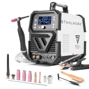 STAHLWERK Schweißgerät 2 in 1 Kombi AC/DC WIG 200 ST - digital, WIG & MMA 200 A, HF-Zündung, Spot-Funktion, Clean-Modus, IGBT, Digital-Display & Remote-Anschluss