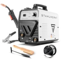 STAHLWERK Schweißgerät Mini FLUX 120 ST - Fülldraht, Schweißen ohne Schutzgas, mit synergischem Drahtvorschub für 0,6 | 0,8 | 0,9 | 1,0 mm Schweißdraht