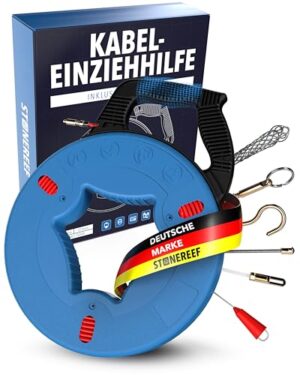 Kabel-Einzieh-Spirale, Einzieh-Spirale mit Feder für Kabel und Elektroinstallationen, 30 Meter Länge