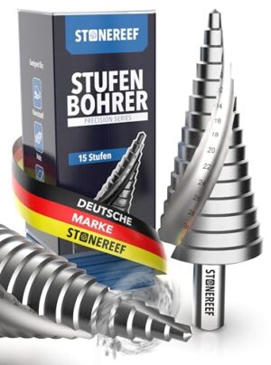 STUFENBOHRER PROFIS Werkzeug mit 15 Stufen Ø 4-32mm, hochwertiger HSS-Stahl