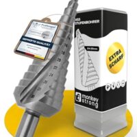 Stufenbohrer aus HSS Stahl mit 14 Stufen für verschiedene Materialien wie Baustahl, NE-Metalle, Holz und Kunststoff