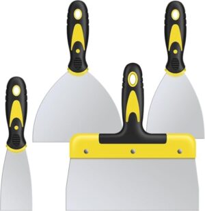 Spachtel Set aus Edelstahl mit Kunststoffgriff für Tapeten und Wände - 50mm, 100mm, 150mm, 200mm