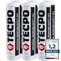 TECPO 6x Universal Mehrzweckfett, Kartusche Schmierfett, Lithiumfett, Universalfett für KFZ-Schmierung, wasserbeständig