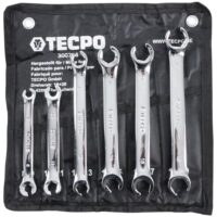 TECPO Bremsleitung Schlüssel 8-19mm Ringschlüssel Satz Offener Ring Schlüssel 6-teilig - Hochwertiges Werkzeug für Kfz-, Maschinen- und Haushaltsreparaturen