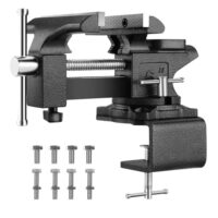 TEENO Schraubstock 6 Zoll, 7,6 kg Klemmkraft, 115 mm Öffnung, Tischschraubstock drehbar 270 Grad, aus Stahlguss