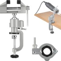 Tischschraubstock mit elektrischer Bohrmaschine und Schleiferhalter für Holzbearbeitung, Bohren, Sägen und Schmuckherstellung