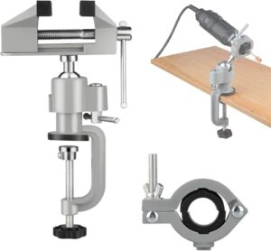 Tischschraubstock mit elektrischer Bohrmaschine und Schleiferhalter für Holzbearbeitung, Bohren, Sägen und Schmuckherstellung