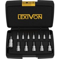 Torx Bit Steckschlüsselsatz mit 13 Teilen für verschiedene Torx-Schraubengrößen, hochwertige Materialien und PREMIUM-Qualität.