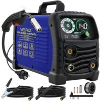 VELPAX 140 Ampere MIG MAG Schweißgerät, Fülldraht Schweißgerät ohne Gas, 3 in 1 MIG/Stick MIG mit 0.8mm Draht, Elektroden-Schweißgerät für Sicherheitskleidung