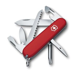 Victorinox Taschenmesser Hiker, Schweizer Multitool mit 13 Funktionen, einschließlich Klinge und Dosenöffner, ideal für Abenteuerreisen und Outdoor-Aktivitäten.