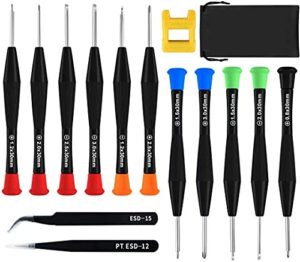 Weefu Mini Schraubenzieher Set, 11 Stück Schrauben und Pinzette für PS4 Brillen Reparatur, kleine Brille Feinschraubendreher, Torx mit Magnetisierer und Aufbewahrungstasche