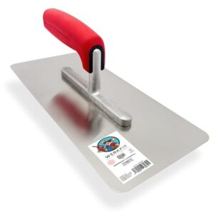 Hochwertige, rostfreie Glättspachtel aus Edelstahl mit 0,7mm dicker Klinge und Softgriff für professionelle Handwerker und Heimwerker