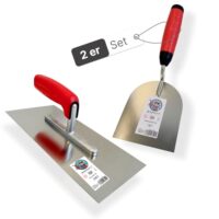 Werkfit Profi Glättekelle Set inkl. 100mm Gipserspachtel - Rostfreie Glättspachtel aus Edelstahl - Ergonomische Putzspachtel mit Softgriff