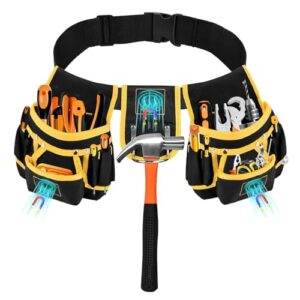 Werkzeuggürtel, Arbeitsgürtel, Tool Belt, Gürteltasche Werkzeug, Robuster, Verstellerbarer Oxford-Werkzeugtasche für Handwerker, Bauarbeiter und Elektriker