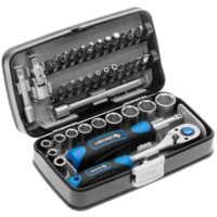 Högert Technik Werkzeugset mit Steckschlüsseln, Bits und Ausstattung aus Legiertem Chrom-Vanadium-Stahl. Ideal für Bastler und Profis.