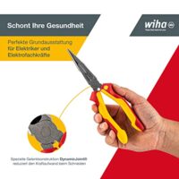 Wiha Flachrundzange Professional electric mit Schneide gerade Form, 200 mm Zange für Elektriker, VDE geprüft, stabil und robust
