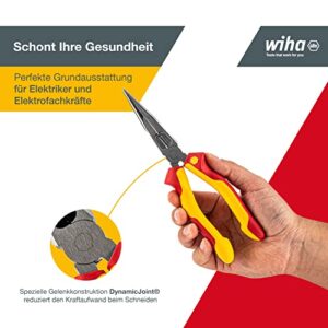 Wiha Flachrundzange Professional electric mit Schneide gerade Form, 200 mm Zange für Elektriker, VDE geprüft, stabil und robust