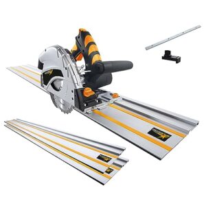 Woodster Tauchsäge Divar55 inkl. 2x 700mm Führungsschiene, 55 mm Schnitttiefe, 1200W, Sägeblatt Ø 160mm / 24Z, Schrägstellung 0-45°, Kippschutz