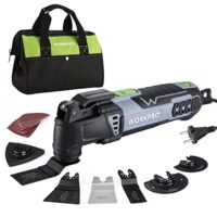 WORKPRO 300W Multifunktionswerkzeug mit oszillierender Säge, 17 Zubehörstücken und Aufbewahrungstasche für effizientes Trennen, Schleifen und Schaben von Holz, Kunststoff, Metall und Fliesen
