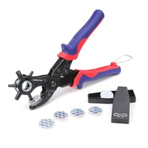 Workpro Revolverlochzange, hochwertige Lochzange für DIY-Hobby und Gewerbliche Benutzung, 6 Stanzgrößen, verschiedene Lochformen, doppelte Hebelmechanismus, antirutschiger Griff