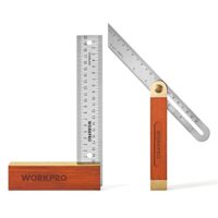 WORKPRO Schreinerwinkel, 2-teilig, Anschlagwinkel, 200 mm, verstellbare Gleitschräge 230 mm, Hartholzgriff, Edelstahlklinge für Handwerker und Holzbearbeitung