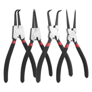 4-teiliges Set aus Sprengringzangen mit tragbarer Tasche, geeignet für Innen- und Außensicherungen, Gerade und Gebogene Seegeringzange