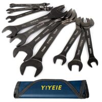 Hochwertiges Schraubenschlüssel-Set aus CR-V Stahl, ultraflaches Design, gabelartige Schneiden für enge Räume, nickelbeschichtet