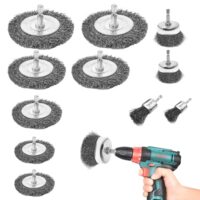 12-teiliges Set aus Drahtbürsten für Bohrmaschinen, 6mm Drahtbürste mit Sechskantstange und Metallbürsten zum Polieren und Schleifen