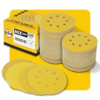 100 Stück 125mm 8 Loch Schleifscheiben - Premium Gold Rund Klett Schleifpapier für Exzenterschleifer - hochwertiges Aluminiumoxid, Goldbeschichtung, hervorragendes Preis-Leistungs-Verhältnis