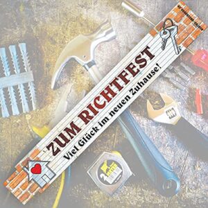 Zollstock mit Aufschrift zum Richtfest, 2 Meter Gliedermaßstab, Geschenk für Männer, Handwerker und Heimwerker zum Geburtstag, Holz